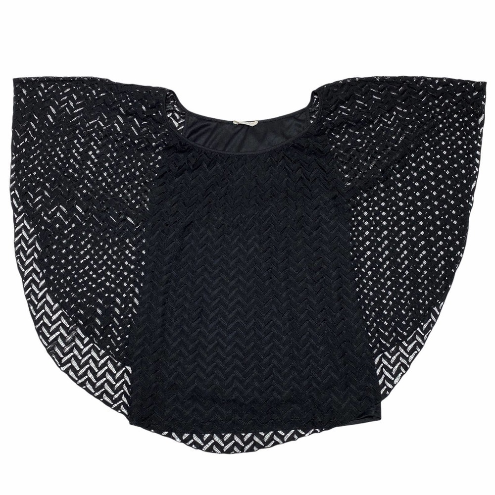 BRITTANY Black Crochet Cape Overlay Knit Blouse - Picture 5 of 10